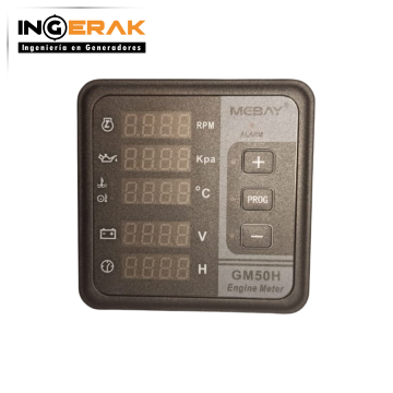 Mebay GM50H MK3 Medidor digital para grupo electrógeno con monitoreo para RPM, temperatura, presión aceite, batería y horas