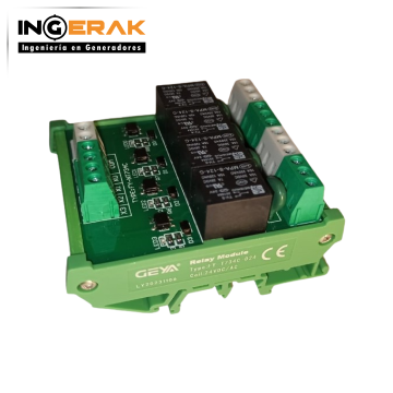 GEYA FY-T734-24VACDC Módulo de relays de 4 canales para riel DIM 24VDC, contacto 8A/250VAC, 5A/28VDC